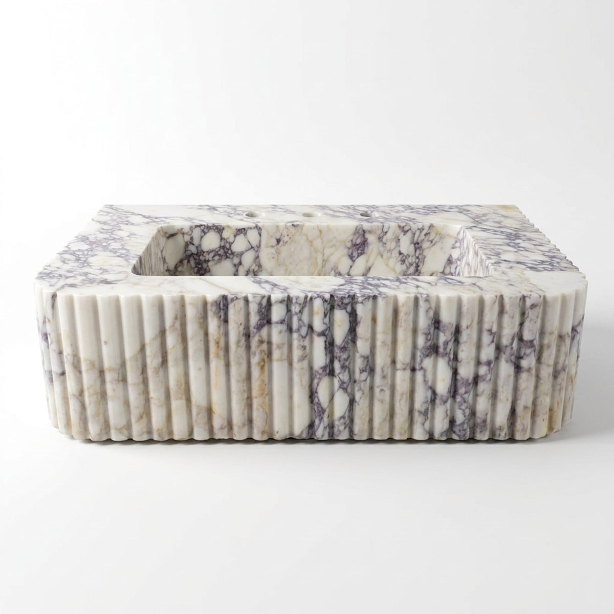 Calacatta Viola Honed Marble Sink with 3 Faucet Holes — view 1