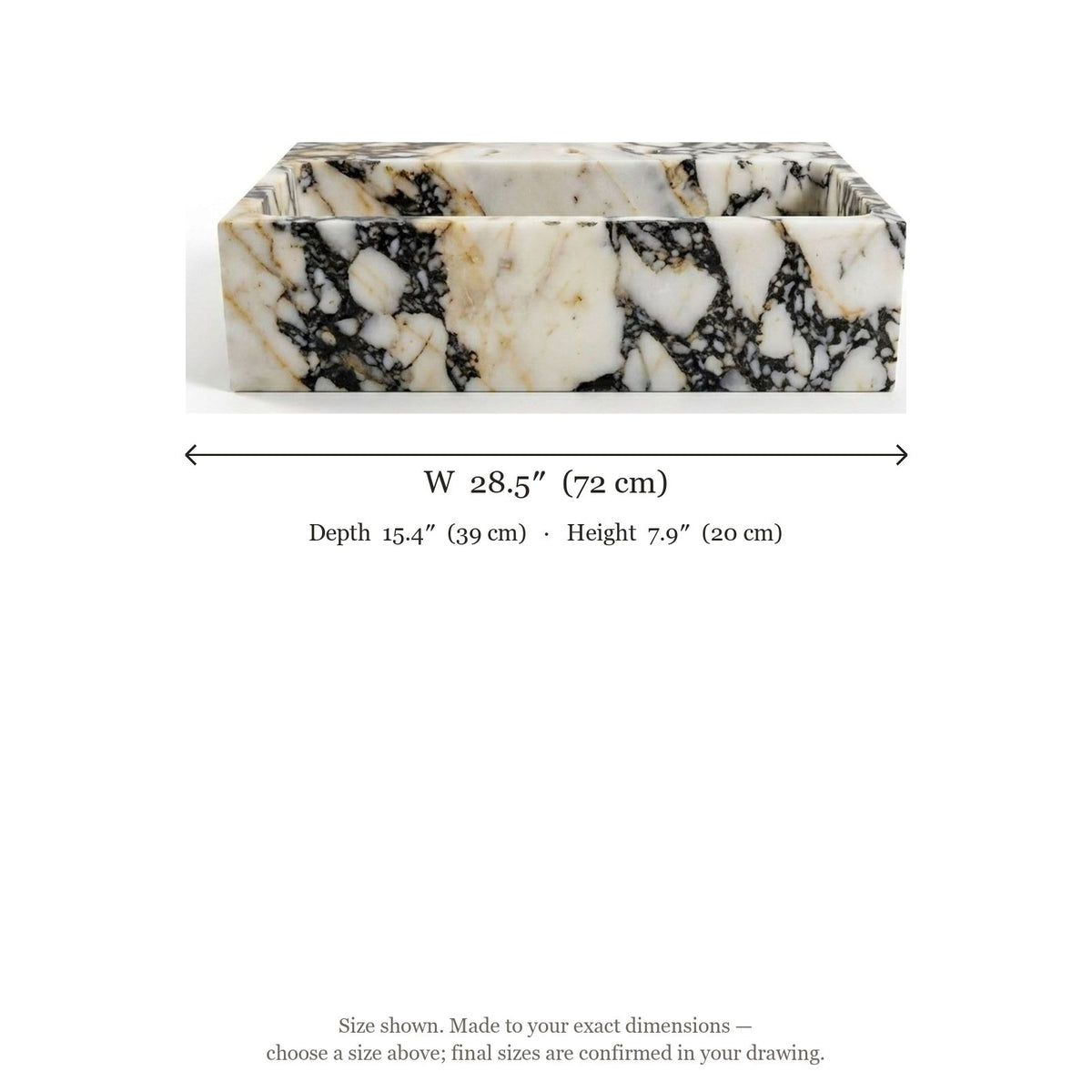 Calacatta Viola Marble Sink — dimensions — view 4