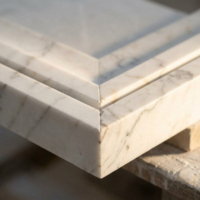 Carrara Polished Marble Fireplace Surround — marble detail