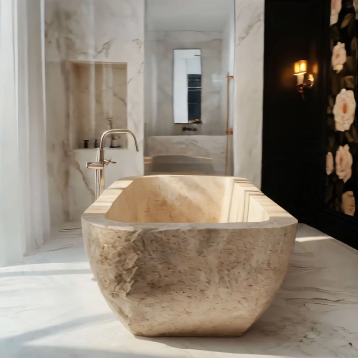 Rustic Tranquility Marble Bathtub
