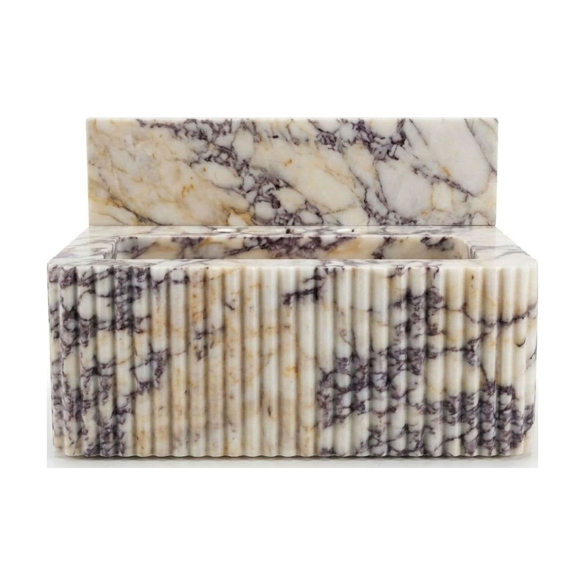 Calacatta Viola Fluted Marble Sink with Backsplash — view 1
