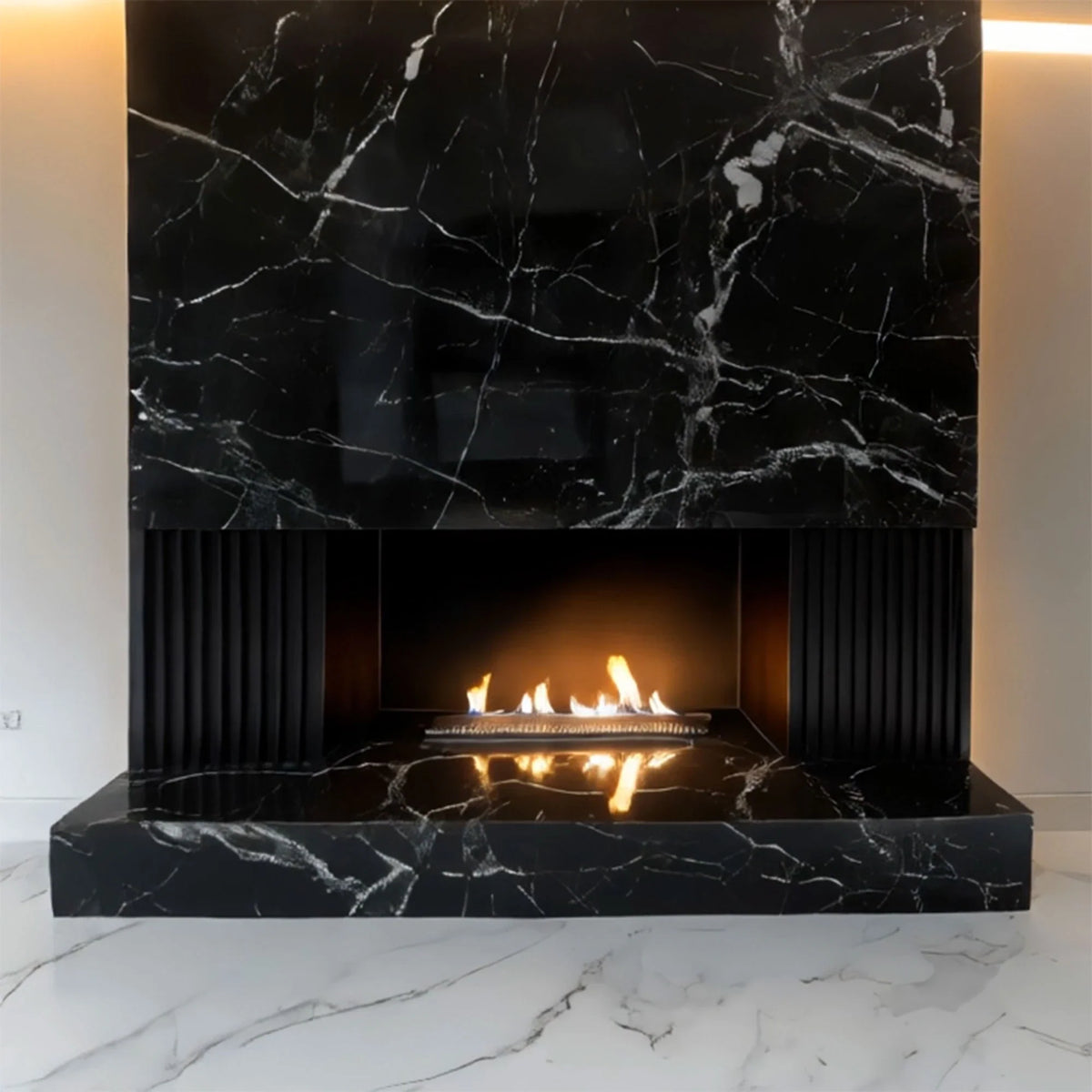 Luxury Black Marble Fireplace Mantel