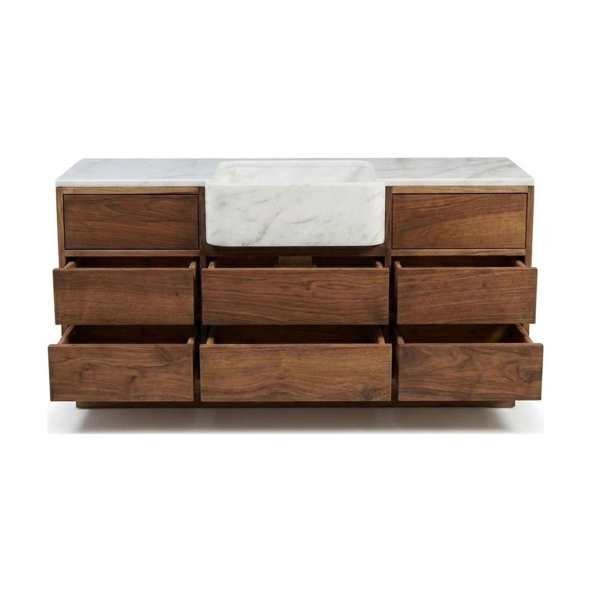 Carrara Marble Vanity with Wood Cabinet — view 1