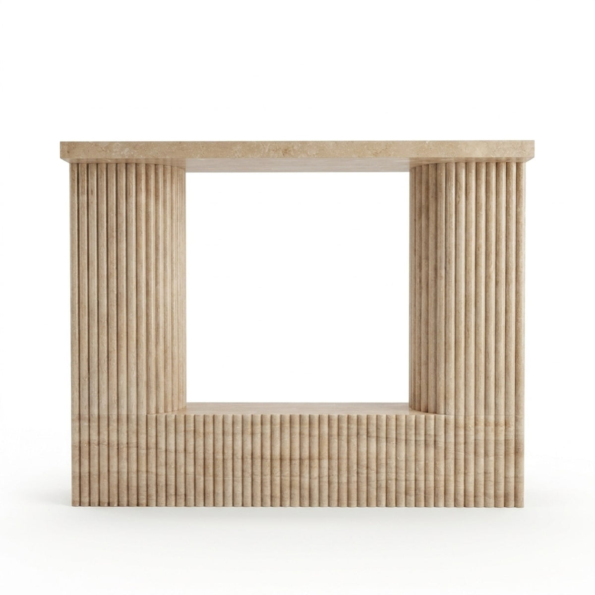 Honed Travertine Fluted Fireplace Mantel