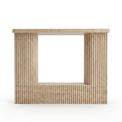 Honed Travertine Fluted Fireplace Mantel