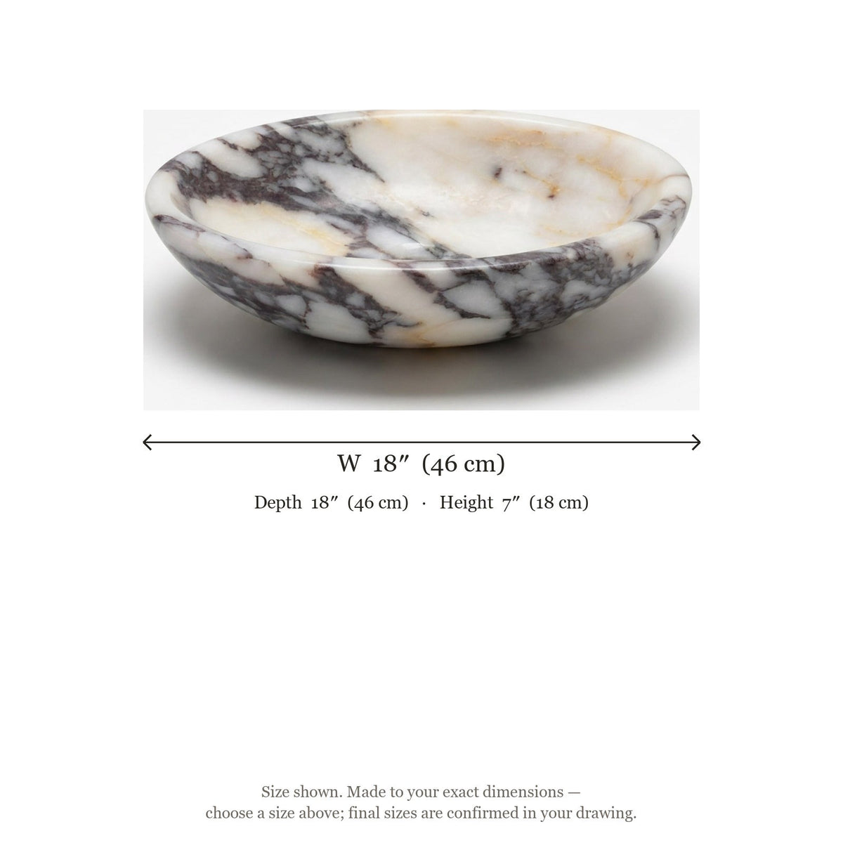 Calacatta Viola Polished Marble Vessel Sink — dimensions — view 5