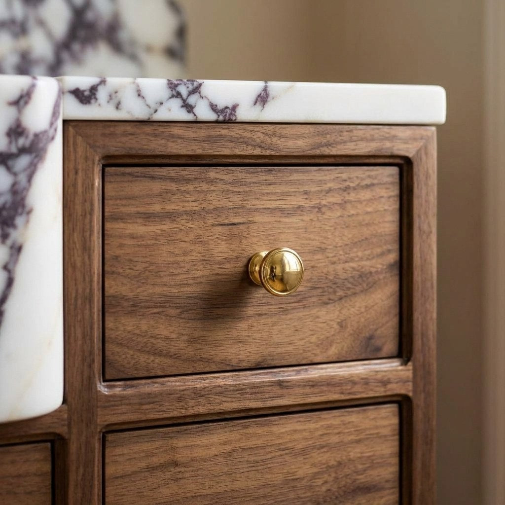 Calacatta Viola Polished Marble Vanity — detail — view 4