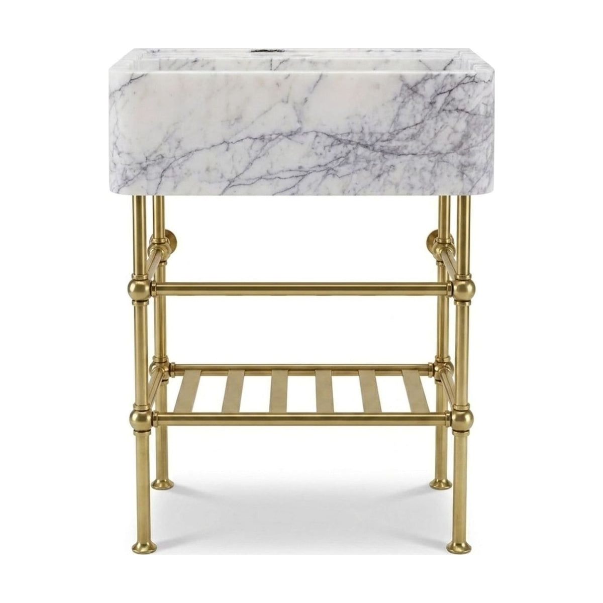 Lilac Marble Sink with Brass Stand — view 1