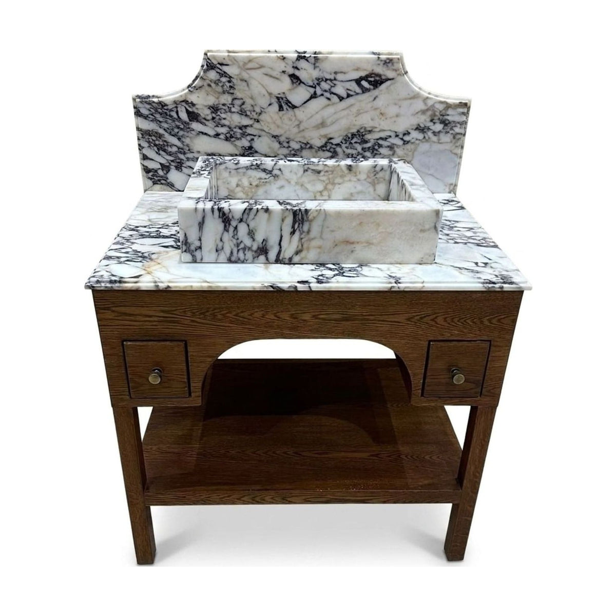 Calacatta Viola Polished Marble Vanity with Backsplash — view 1