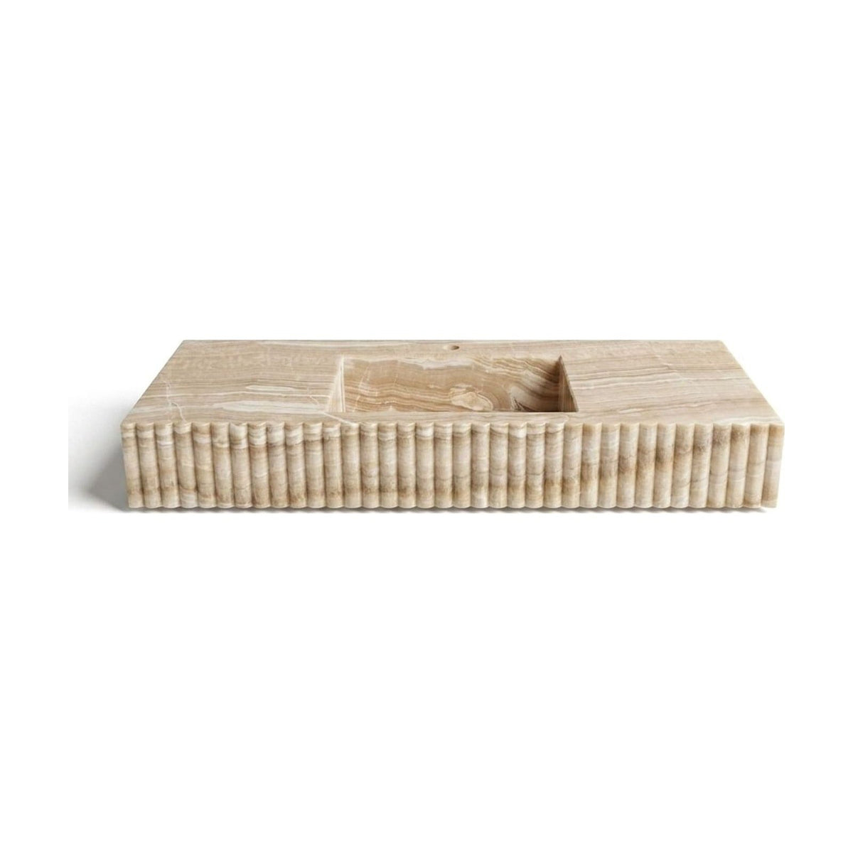 Polished Onyx Fluted Bathroom Sink — view 1
