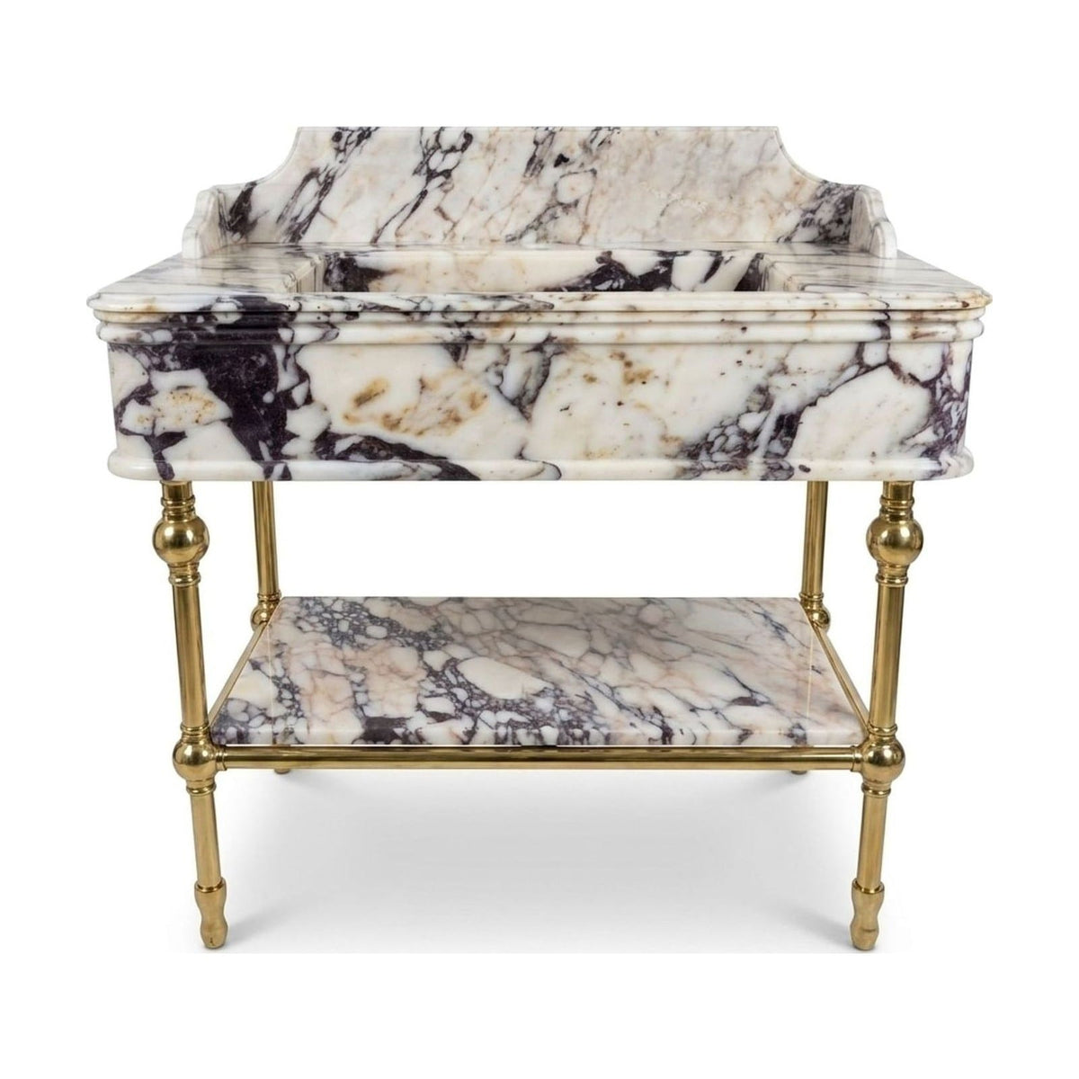 Calacatta Viola Marble Sink with Brass Gold Stand — view 1
