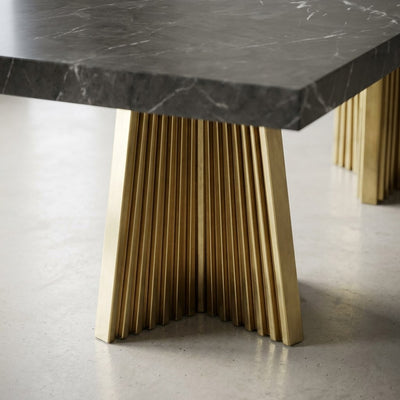 Pietra Notte Marble Table with Brass Gold Base — detail