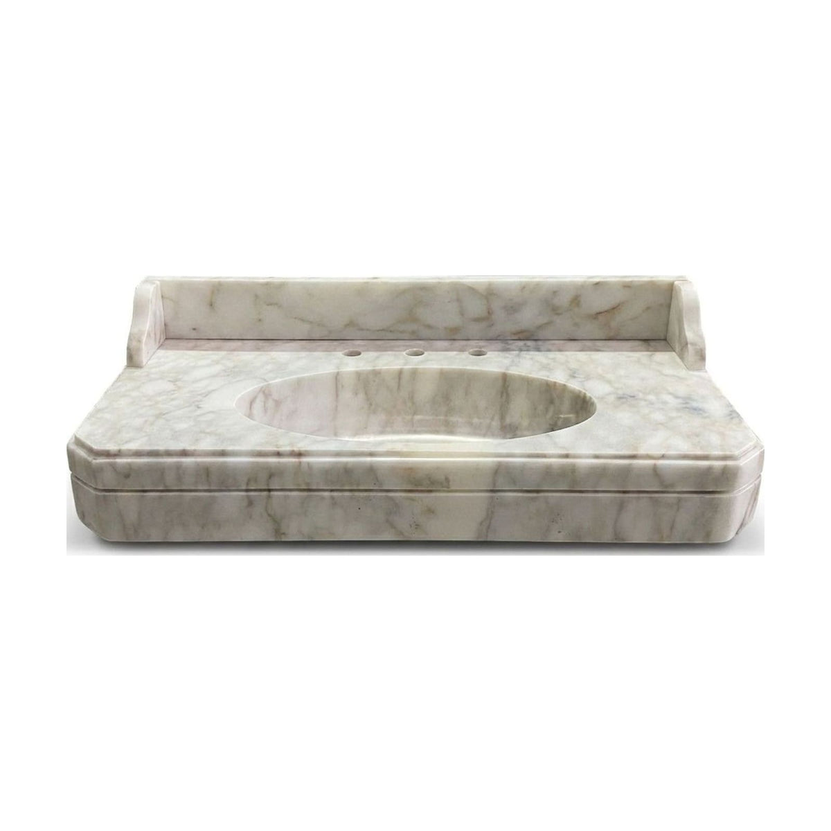 Calacatta Gold Honed Marble Sink with Backsplash — view 1