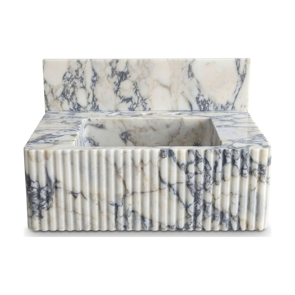 Calacatta Viola Fluted Marble Sink with Backsplash — view 1