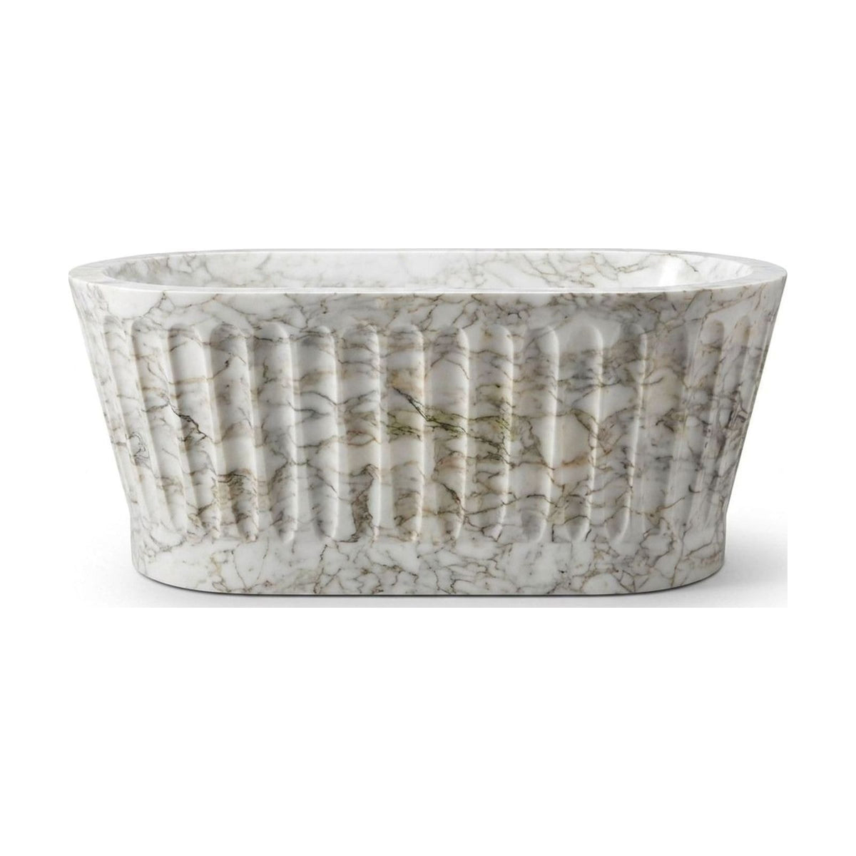 Calacatta Gold Fluted Honed Marble Bathtub