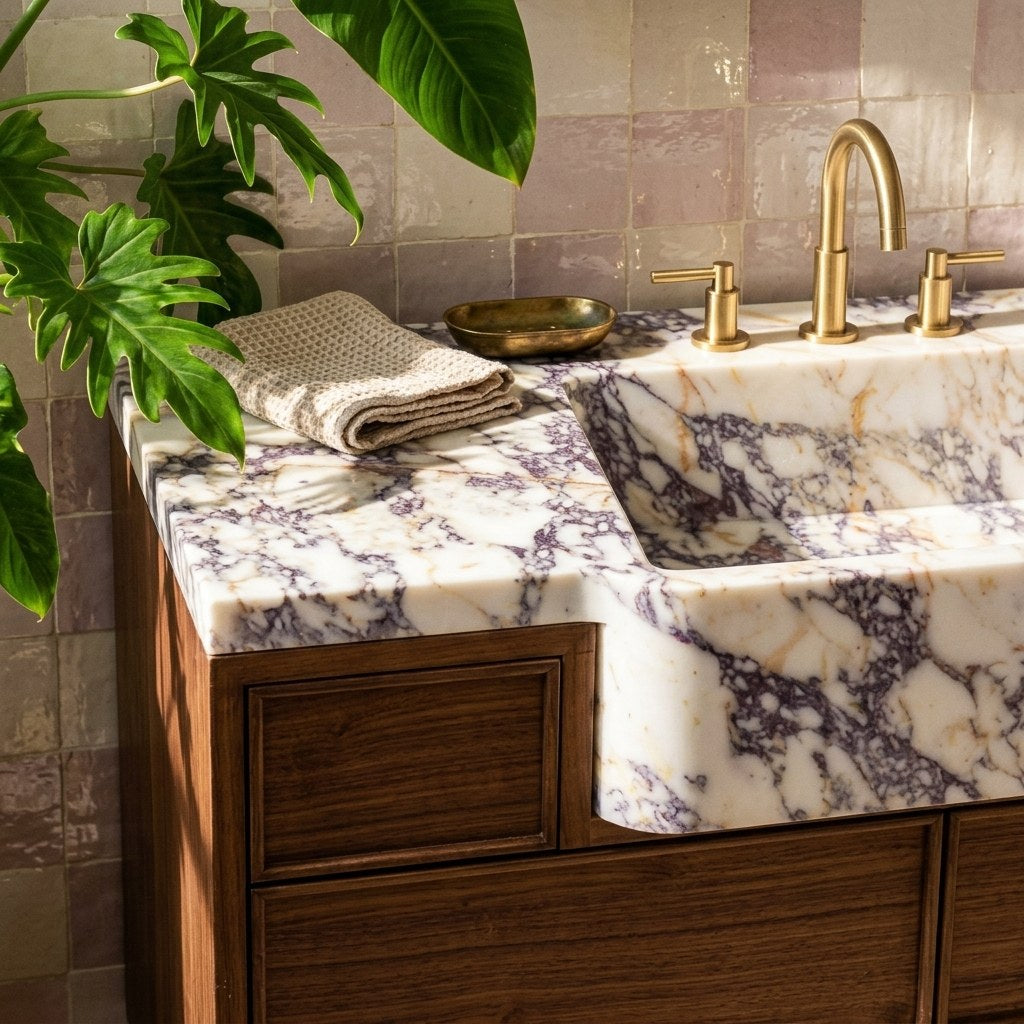 Calacatta Viola Honed Marble Vanity — premium — view 2