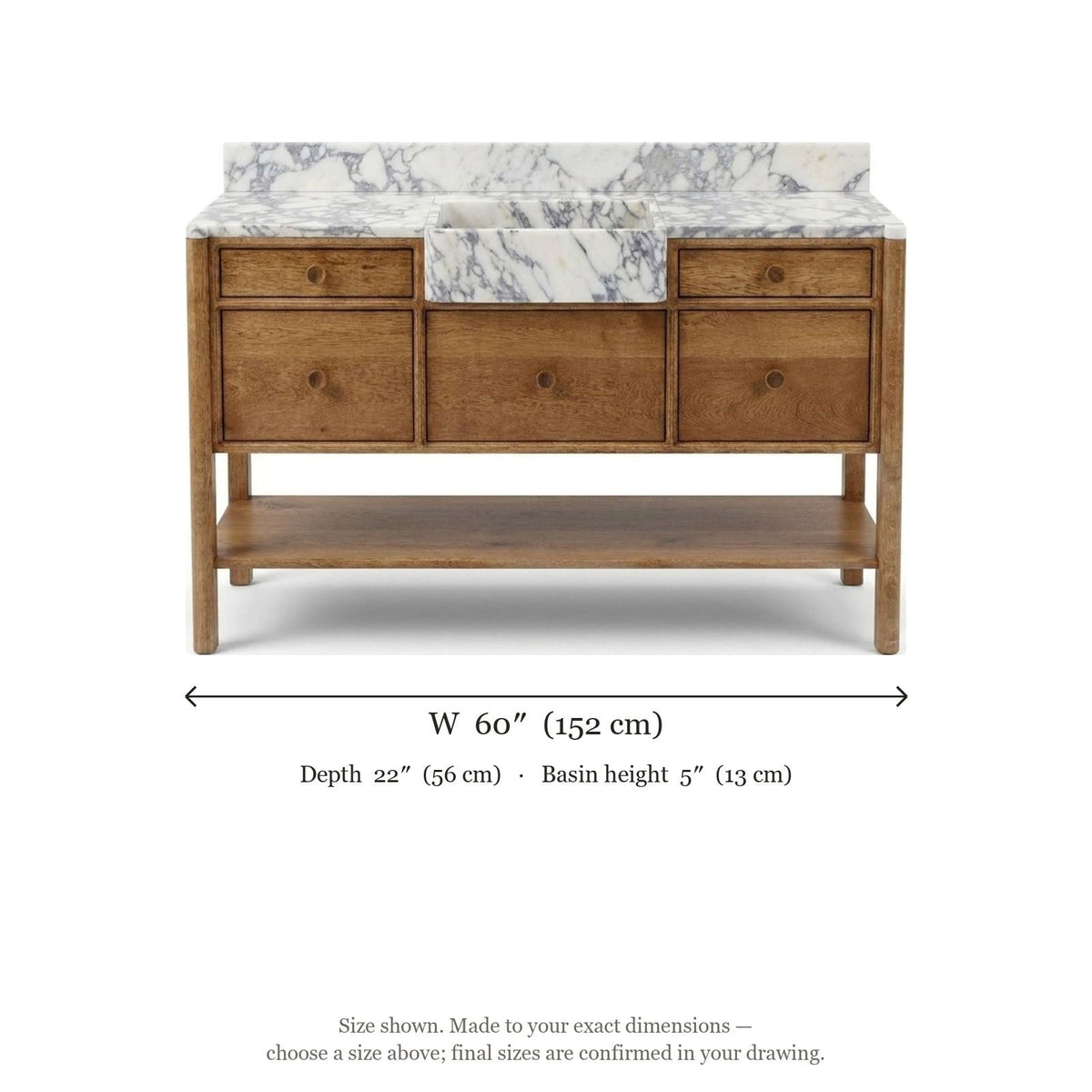 Calacatta Viola Honed Marble Vanity — dimensions — view 5