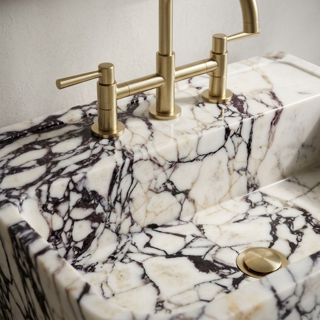 Calacatta Viola Marble Sink — marble detail — view 3