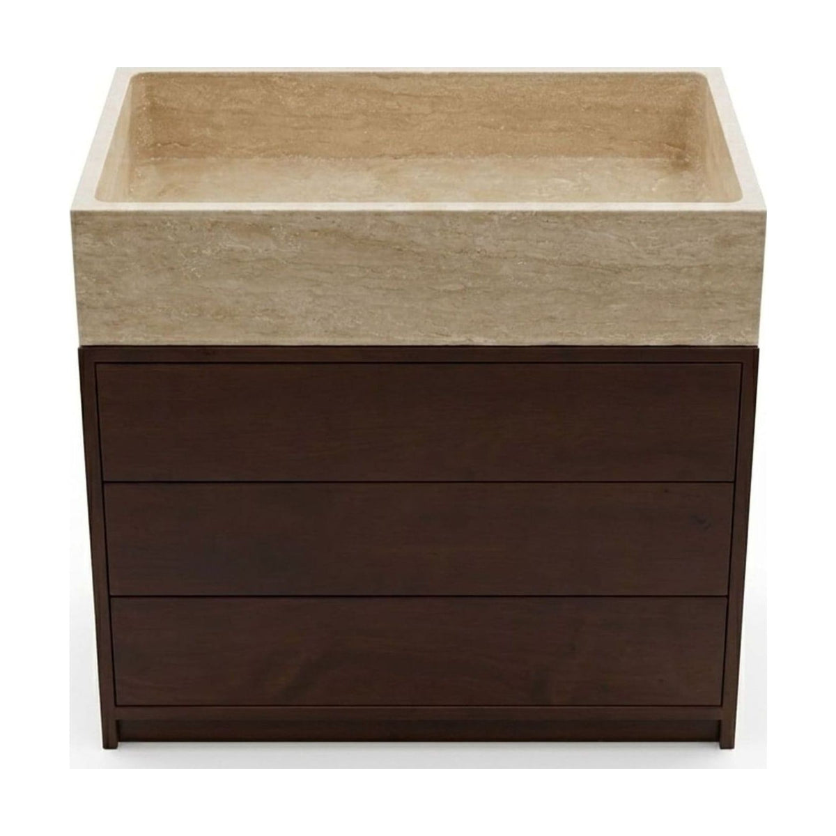 Travertine Marble Vanity with Wood Cabinet — view 1