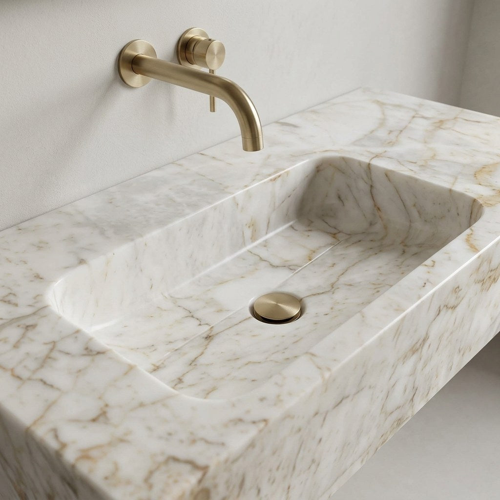 Calacatta Gold Marble Sink — detail — view 3