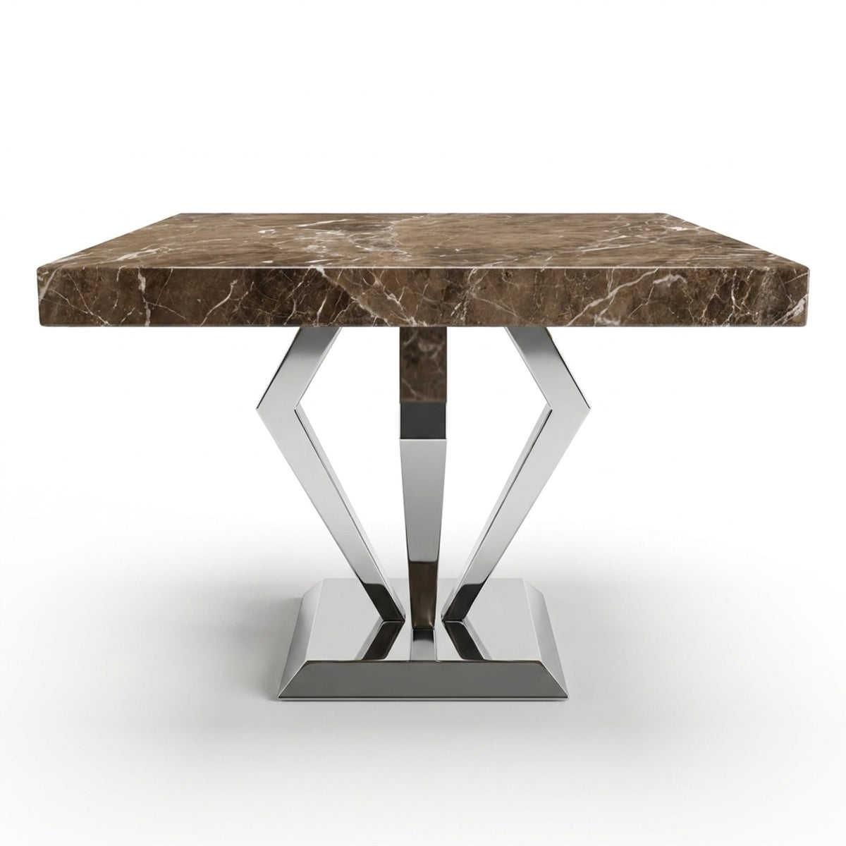 Verde Levanto Polished Marble Table with Brushed Steel Base