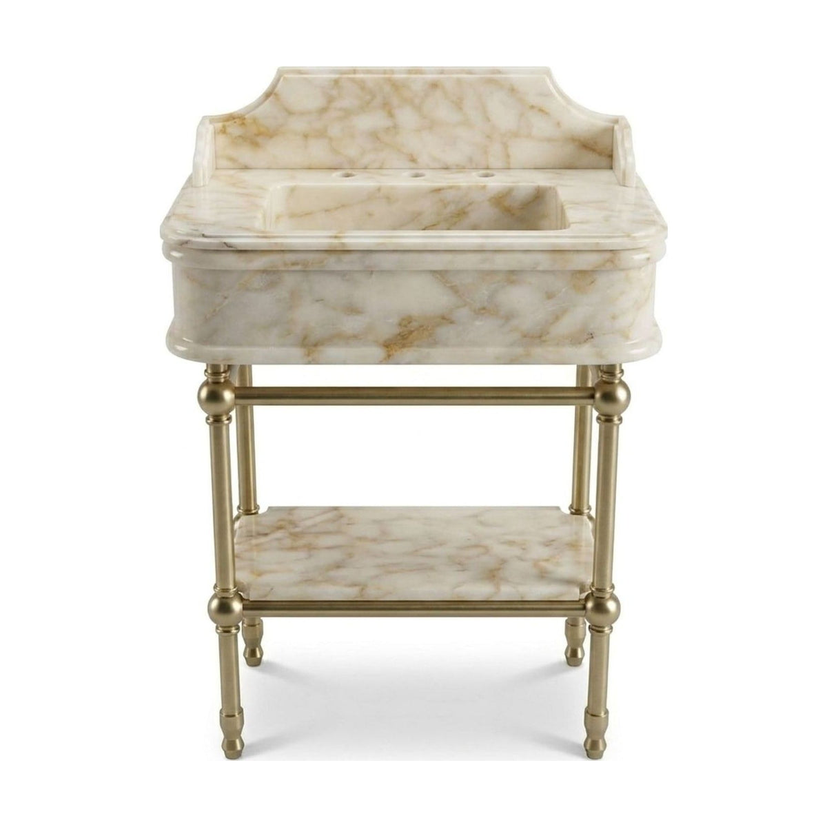 Calacatta Gold Marble Console Sink with Brass Stand — view 1