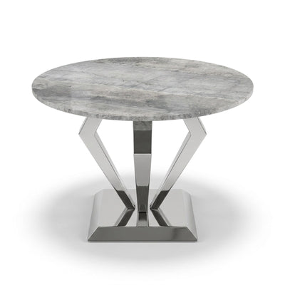 Carrara Marble Round Table with Brushed Steel Base