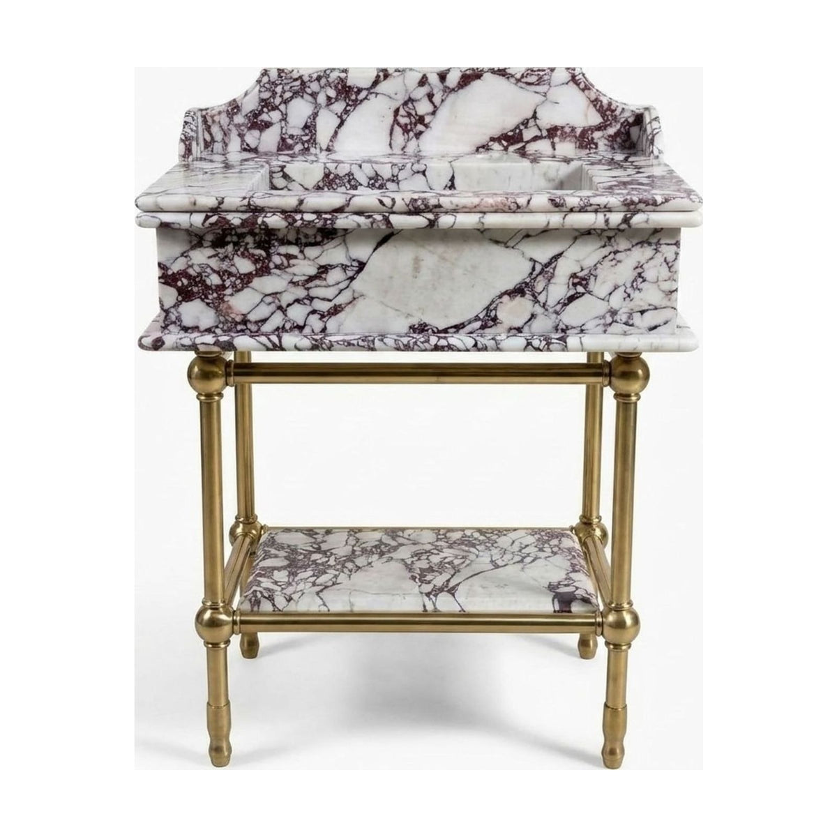 Calacatta Viola Marble Sink with Brass Stand and Backsplash — view 1