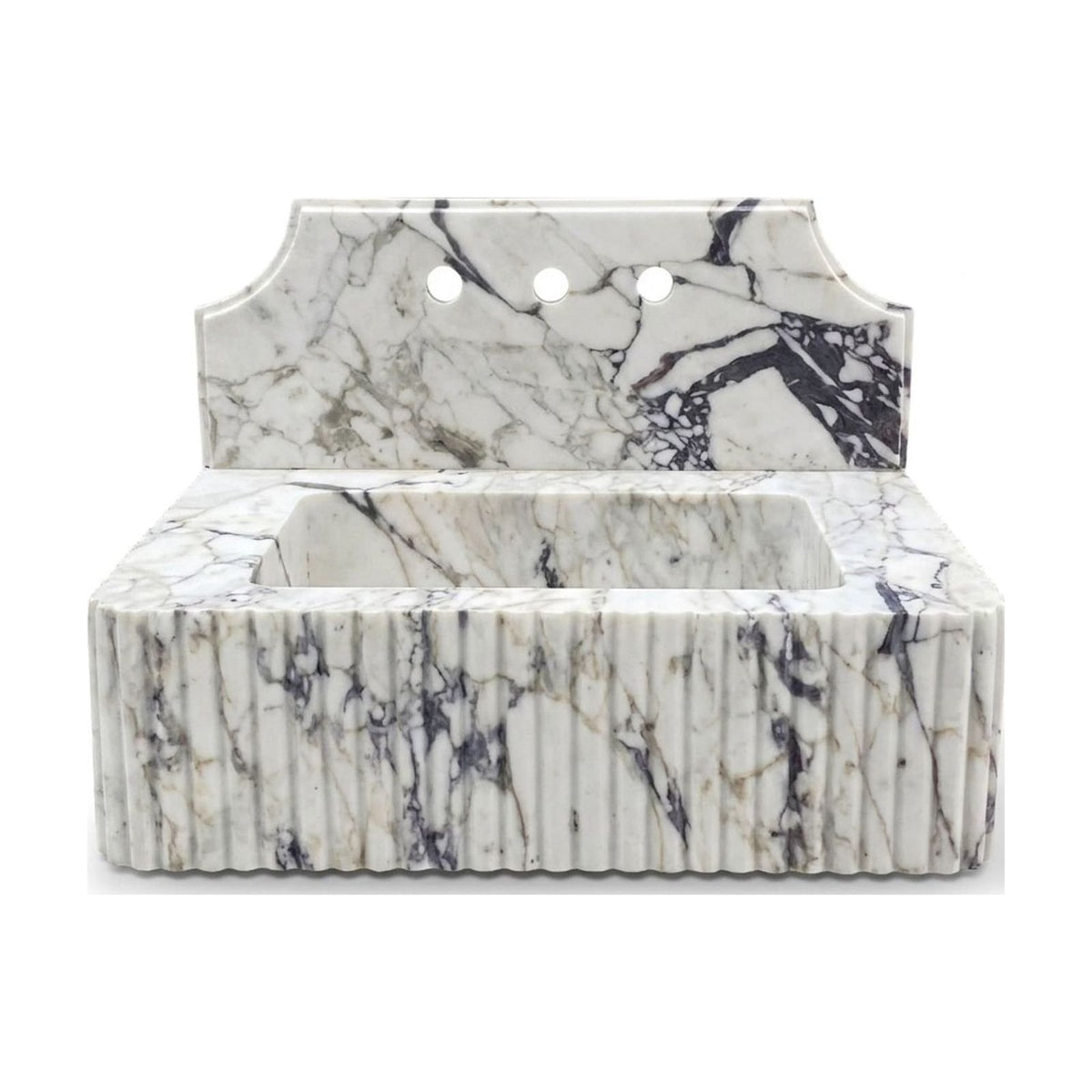 Calacatta Viola Fluted Marble Sink with Backsplash — view 1