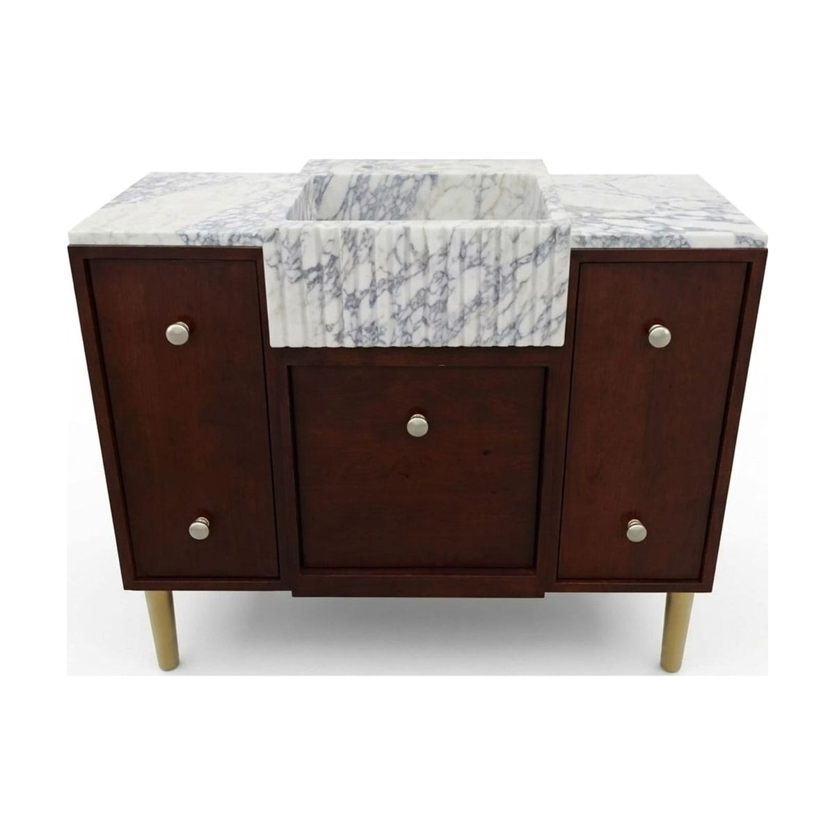 Calacatta Viola Fluted Marble Vanity with Honed Finish — view 1