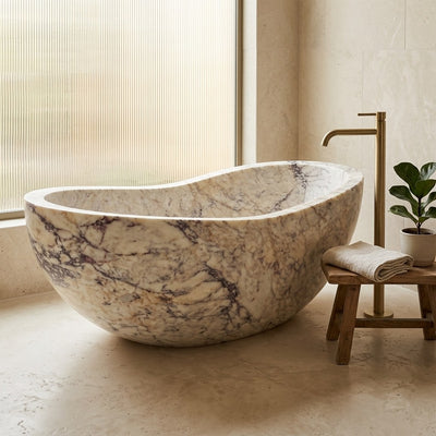 Calacatta Viola Polished Freestanding Marble Bathtub — premium