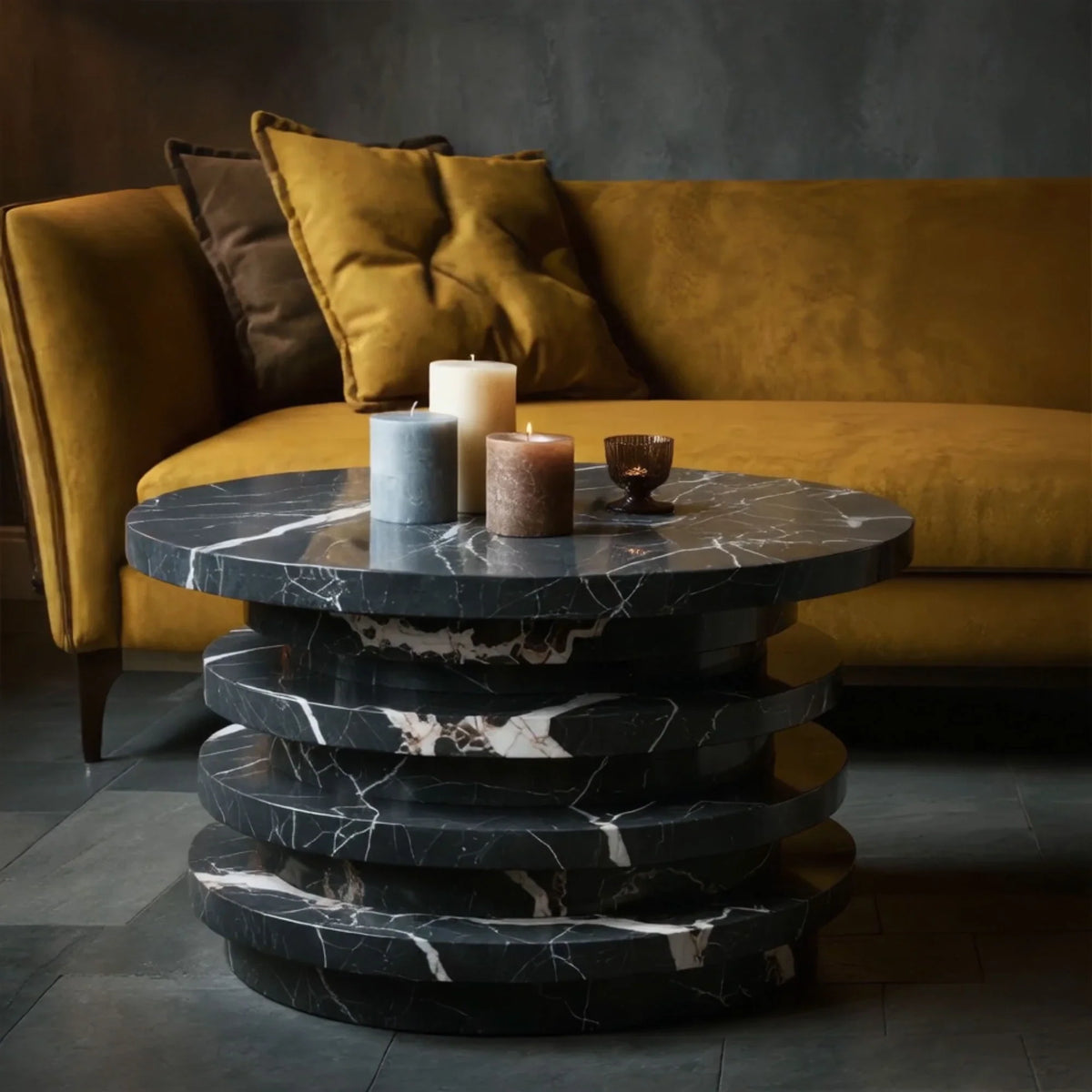 Elegant Console Table With Black Marble