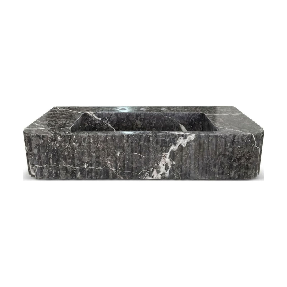 Pietra Notte Fluted Polished Marble Sink — view 1