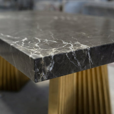 Pietra Notte Marble Table with Brass Gold Base — marble detail