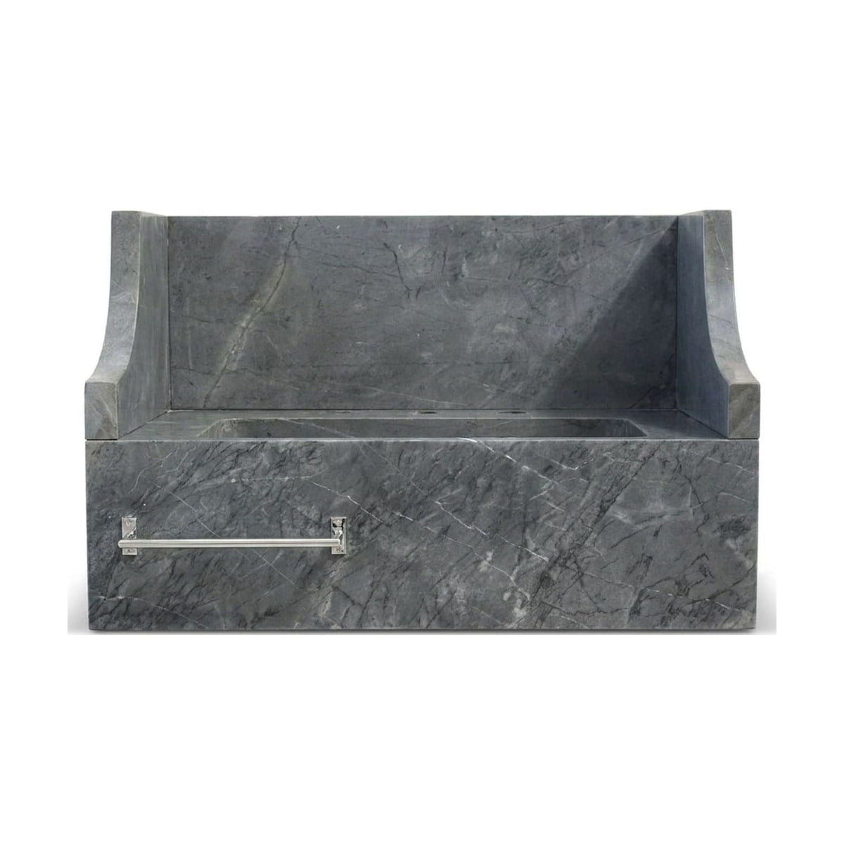 Honed Grey Marble Sink with Integrated Backsplash — view 1