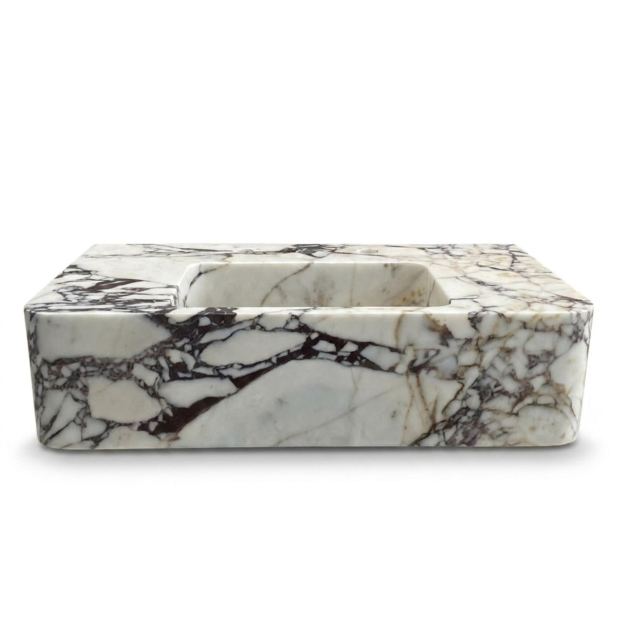 Calacatta Viola Polished Marble Sink with 3 Faucet Holes — view 1