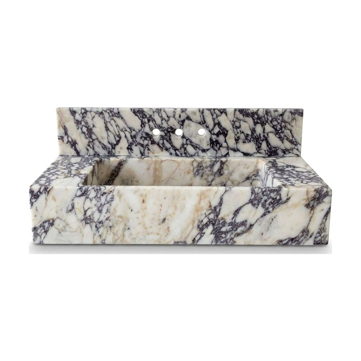 Calacatta Viola Polished Marble Sink with Backsplash — view 1