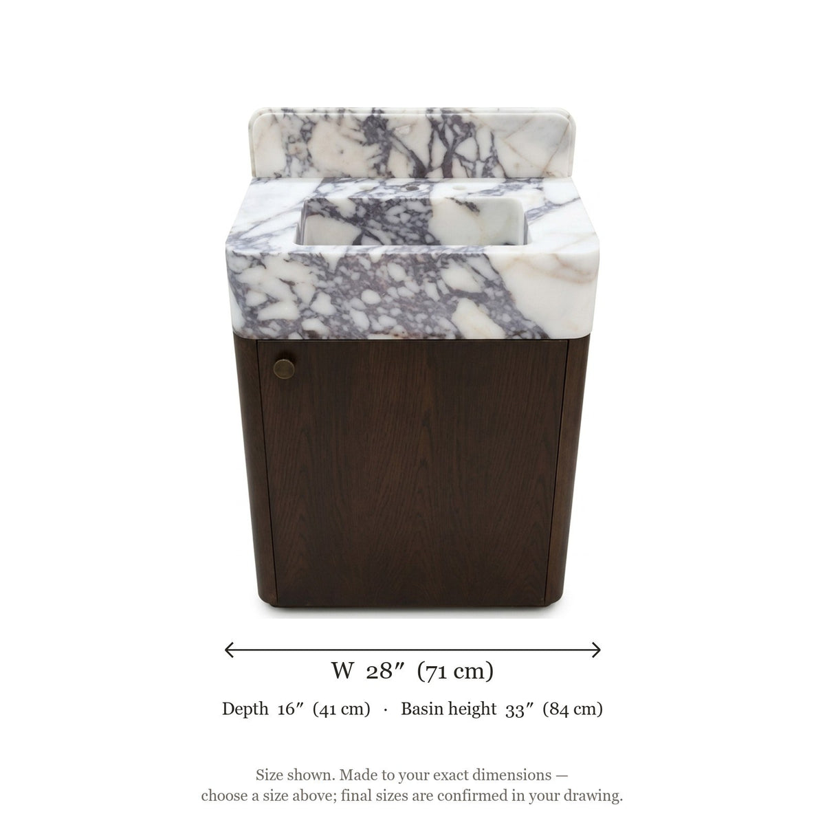 Calacatta Viola Honed Marble Vanity with Backsplash — dimensions — view 5