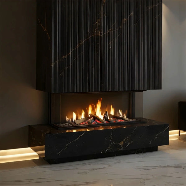 Fluted Marble Tv Console With Fireplace hover