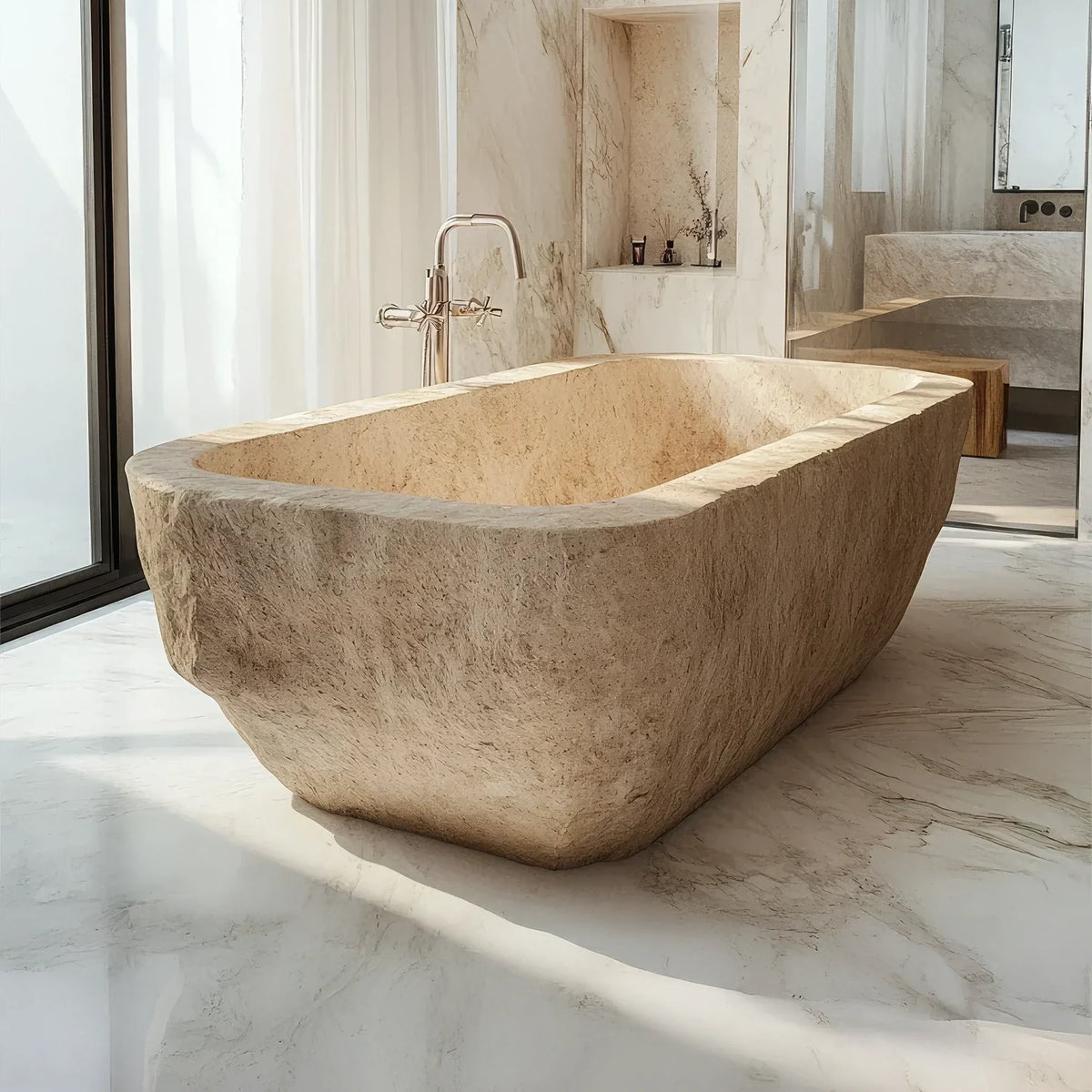 Rustic Tranquility Marble Bathtub