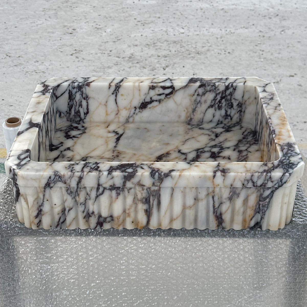 Calacatta Viola Marble Wall Sink – Fluted Floating Basin for Modern Bathrooms M6S50 — view 4