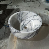 Round Marble Sink Bowl – Carrara Natural Stone Basin for Bathroom Vanity, Powder Room M6S020