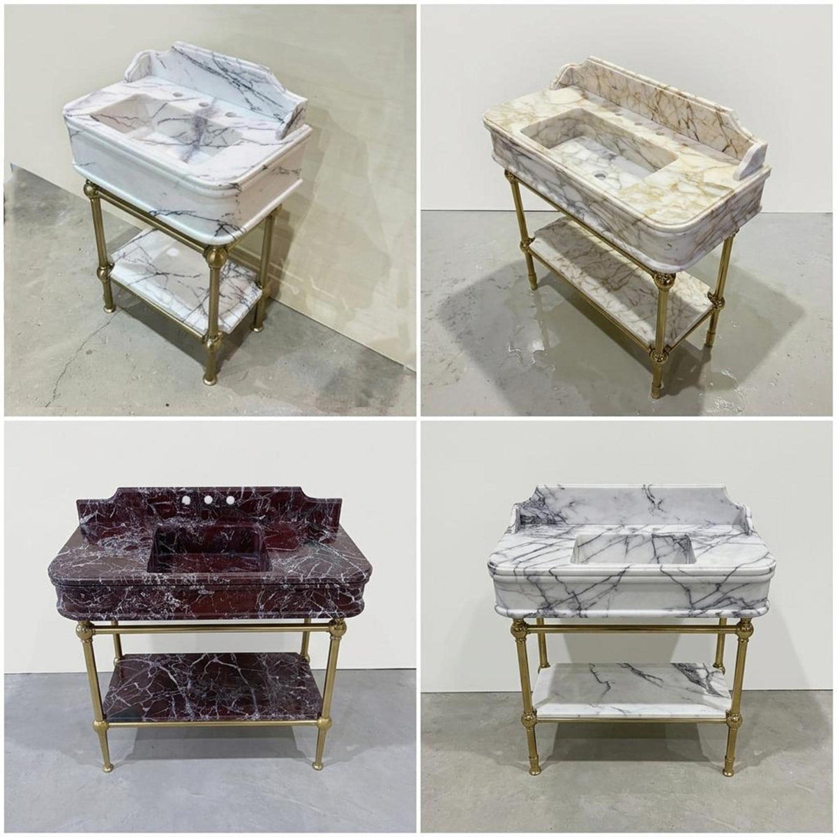Calacatta Viola Sink with Metal Base | Stone Bathroom Sink | Stone Vessel Sink Top with Metal Legs