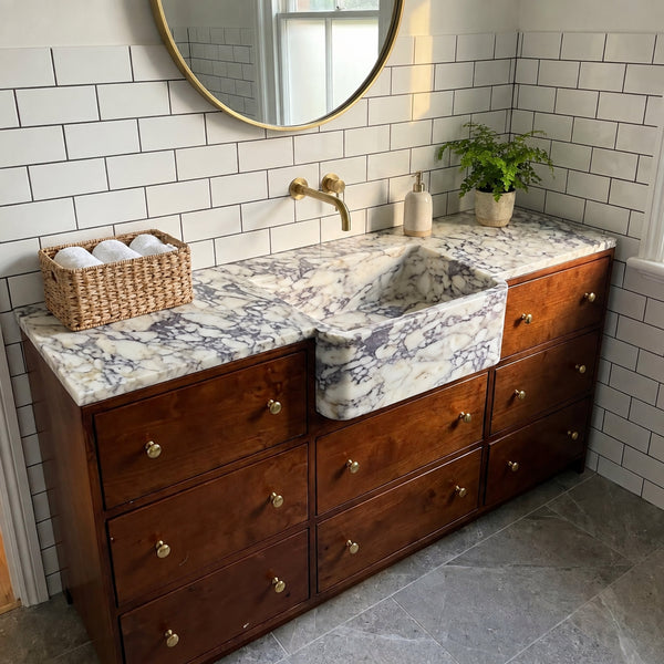 Calacatta Viola Sink | Marble Vessel Sink | Bathroom Vessel Sink | Stone Bathroom Sink