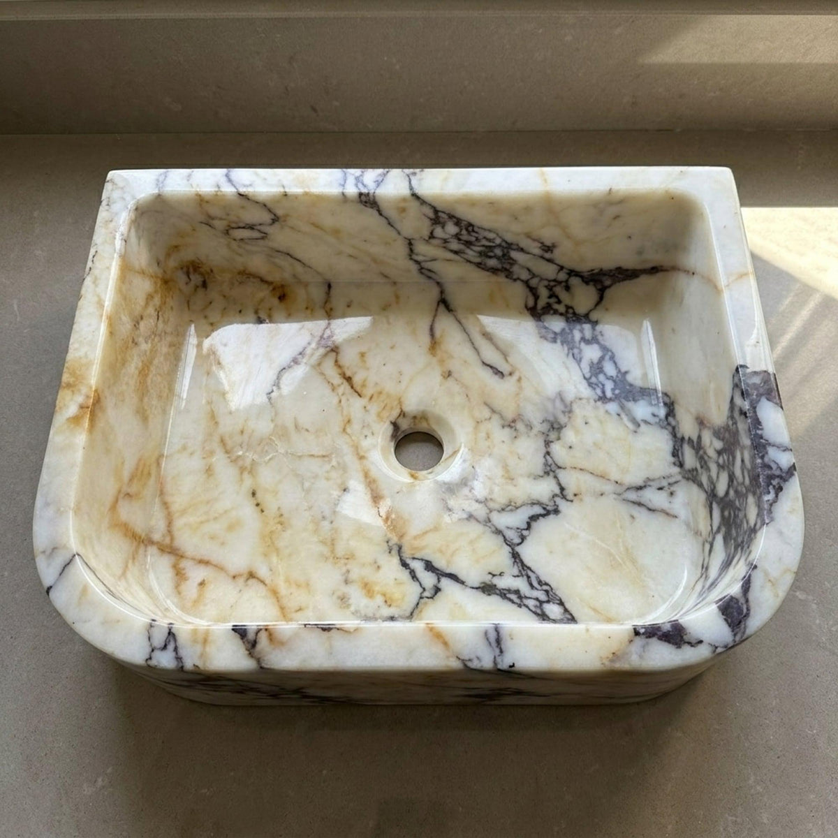 Calacatta Viola Marble Vanity Sink, Small Batch Made to Order — view 14