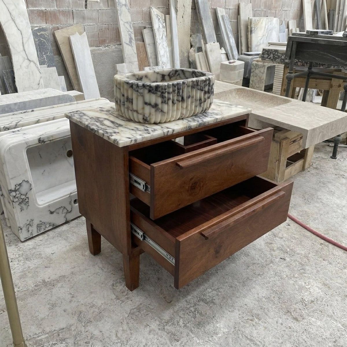 Calacatta Viola Marble Vanity Sink with Natural Stone Veining | Handmade Luxury Bathroom Sink — view 6