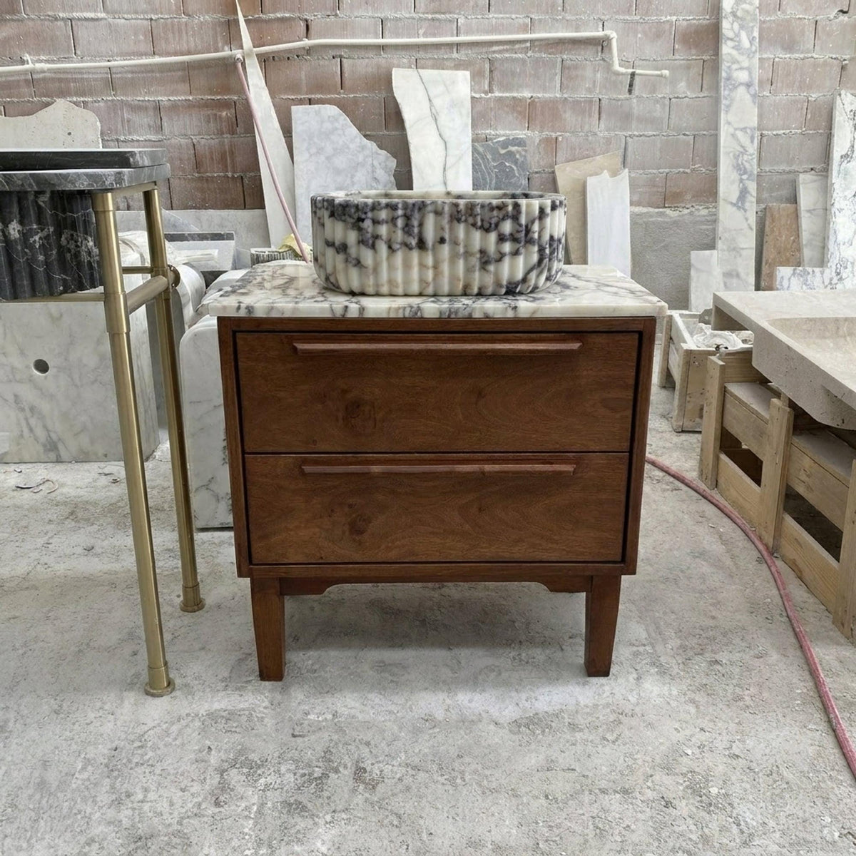 Calacatta Viola Marble Vanity Sink with Natural Stone Veining | Handmade Luxury Bathroom Sink — view 1