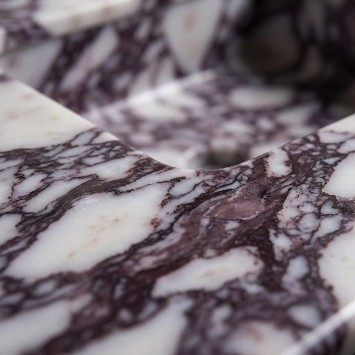 Viola Marble Sink | Fluted Calacatta Viola Marble Vanity Basin with Backsplash and Wood Vanity, Small Batch Made to Order — view 13
