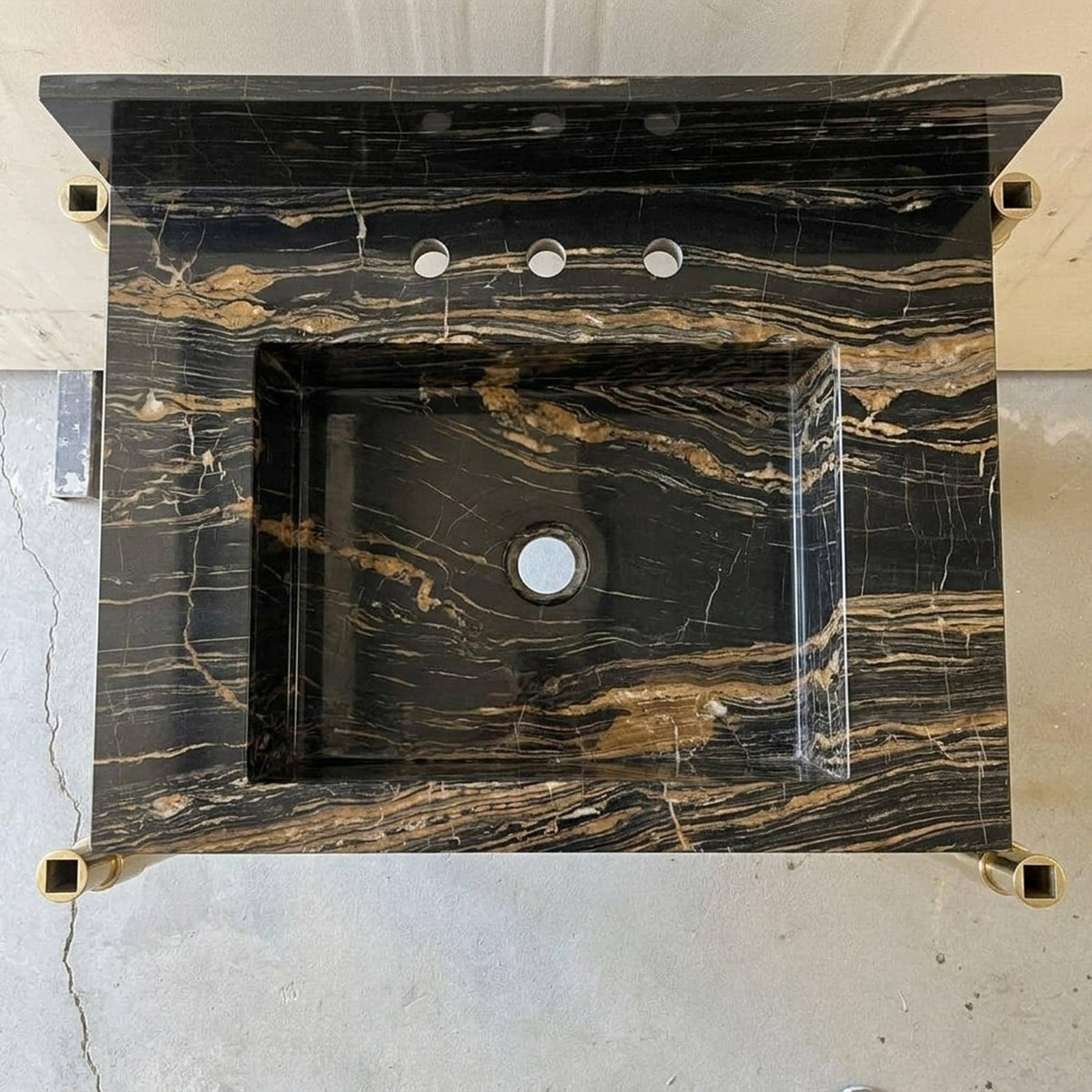 Custom Picasso Marble Vanity Basin with Backsplash and Wood Vanity, Made in Small Batches — view 4
