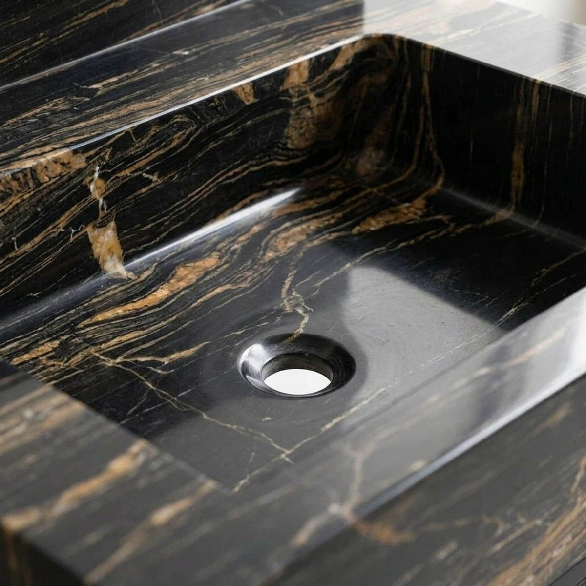 Custom Picasso Marble Vanity Basin with Backsplash and Wood Vanity, Made in Small Batches — view 15